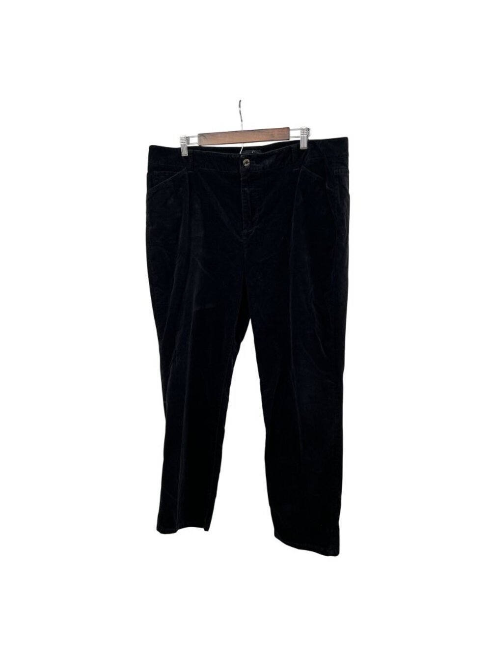 Talbots Womens Curvy Soft Velour Pants Tapered Black High Rise Size 20W